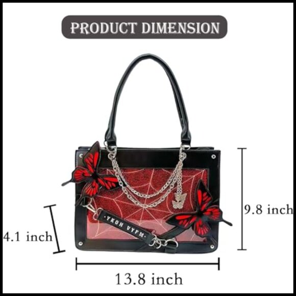 Y2K Ita Bag Tote Shoulder Crossbody Handbag with Transparent Pin Display Window - Picture 7 of 7